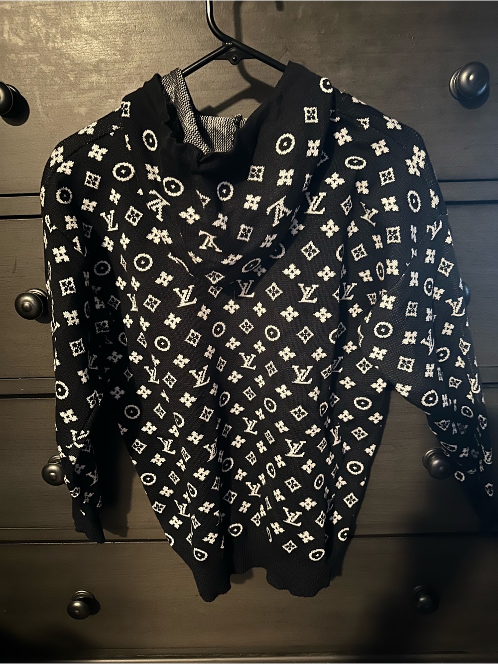 Black & White Monogram Hooded Sweater - Picture 2 of 3